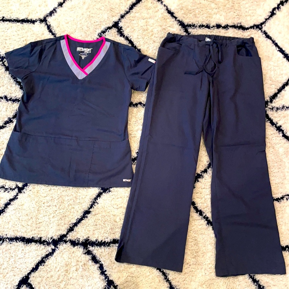 Grey’s Anatomy Scrubs, M top, L bottom, Grey/Pink
